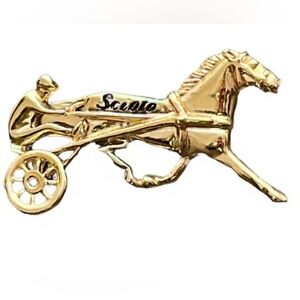 Vintage Harness Racing Scioto Downs Gold Tone Tie Clip